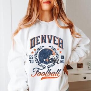 Denver Football Sweatshirt For Game Day Retro Broncos Crewneck Throwback
